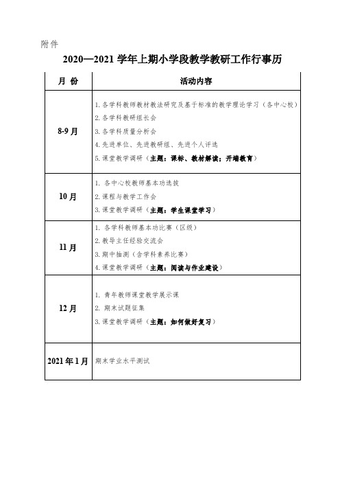 2020—2021学年上期小学段行事历1(1)