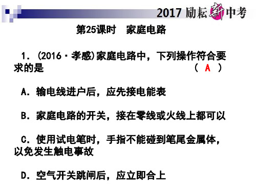 课后练习25 家庭电路