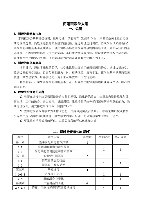 【免费下载】简笔画教学大纲