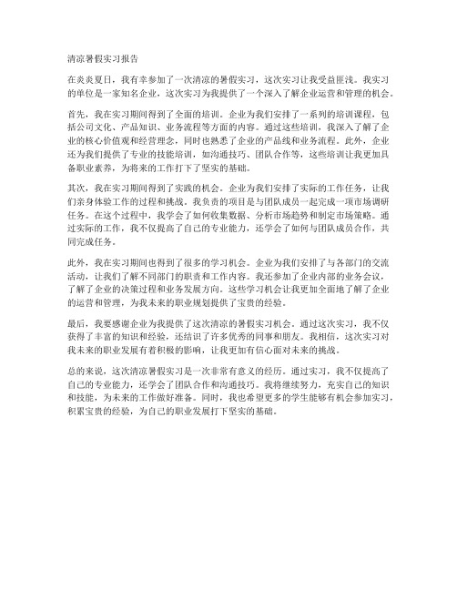 清凉暑假实习报告