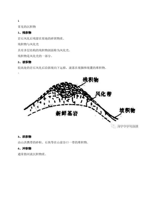 四、地理概念—残积物、坡积物、洪积物、冲积物—2022届浙江省高中地理易错点汇总