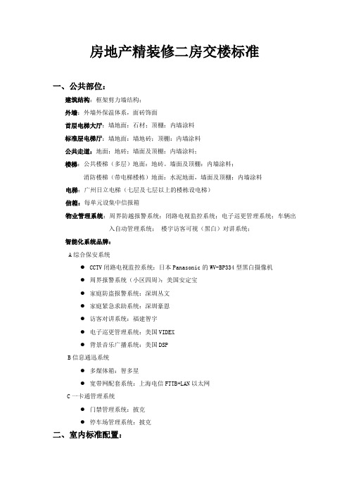 房地产集团公司：精装修二房交楼标准