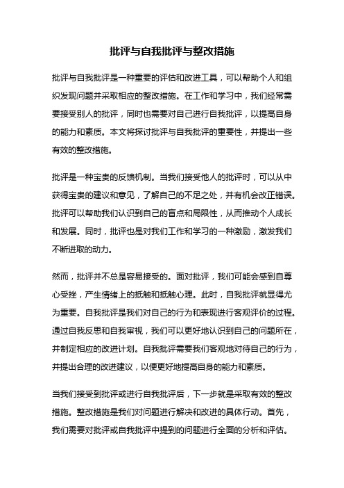 批评与自我批评与整改措施