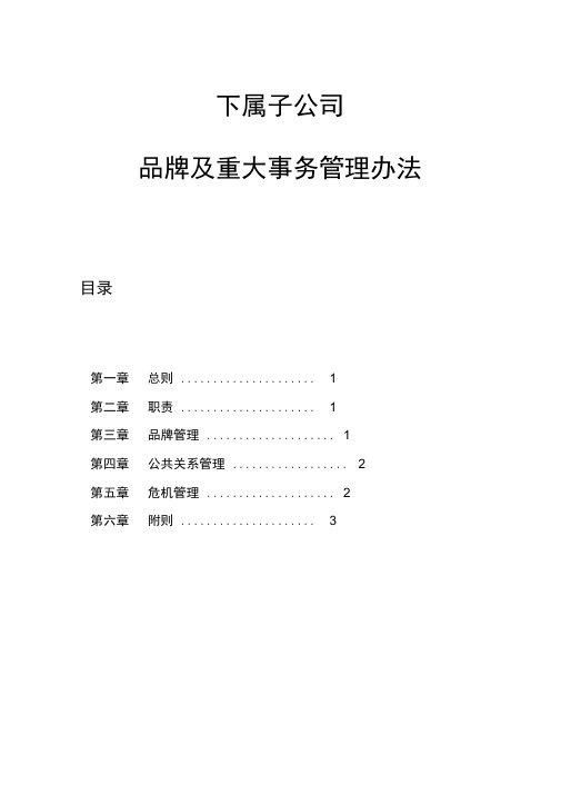 公司品牌及重大事务管理办法