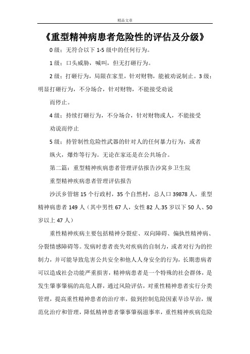 《重型精神病患者危险性的评估及分级》