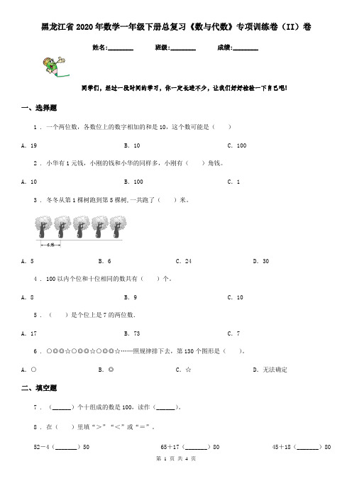 黑龙江省2020年数学一年级下册总复习《数与代数》专项训练卷(II)卷