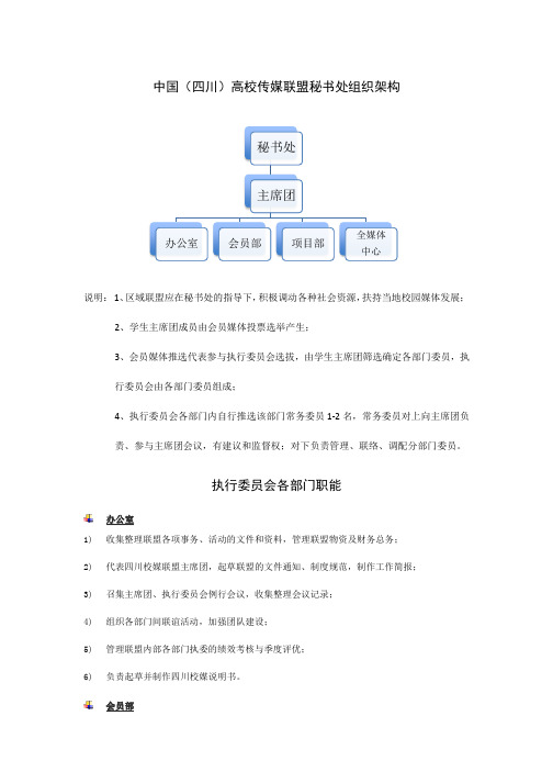 校媒秘书处组织构架,各部门职能