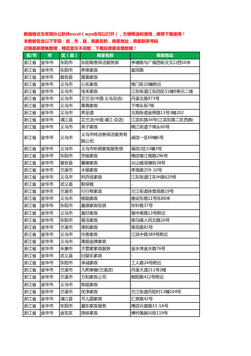 2020新版浙江省金华市家政服务工商企业公司商家名录名单联系电话号码地址大全197家