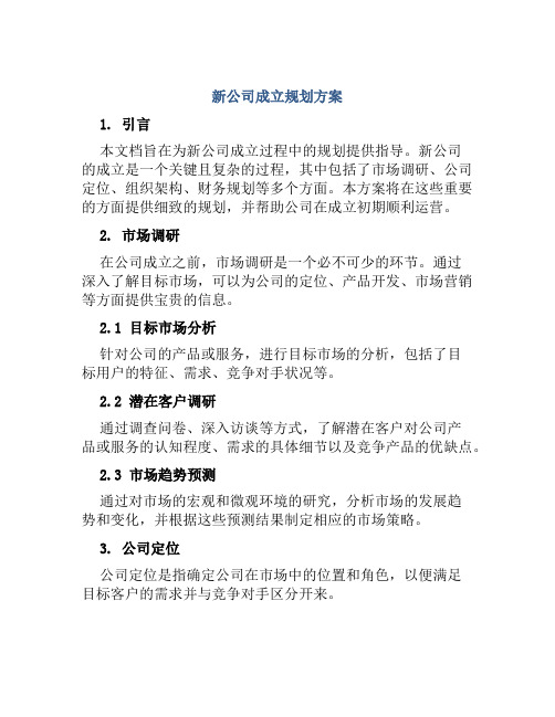 新公司成立规划方案