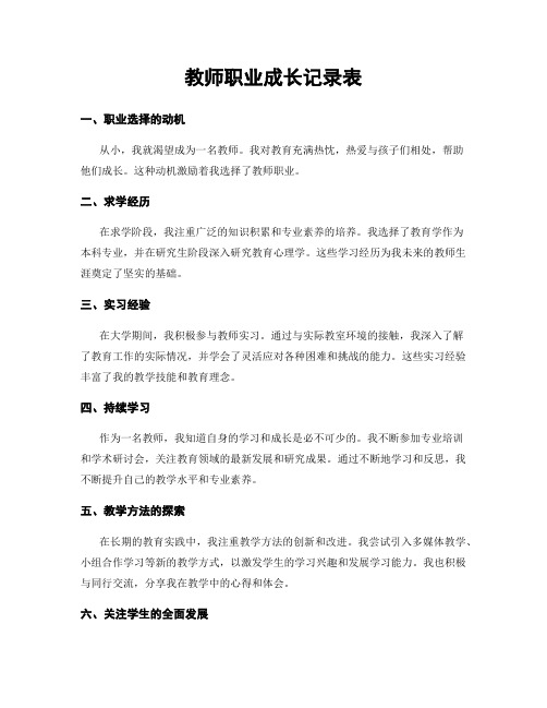 教师职业成长记录表