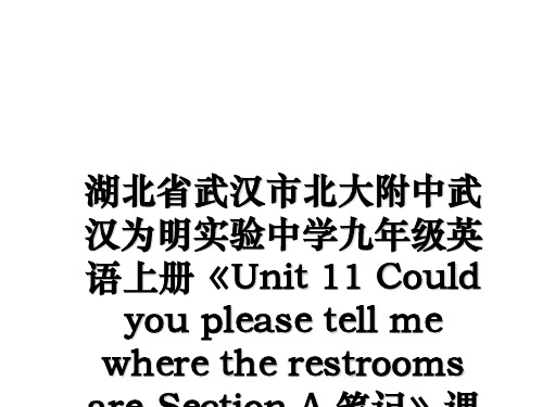 最新湖北省武汉市北大附中武汉为明实验中学九年级英语上册《Unit 11 Could you plea