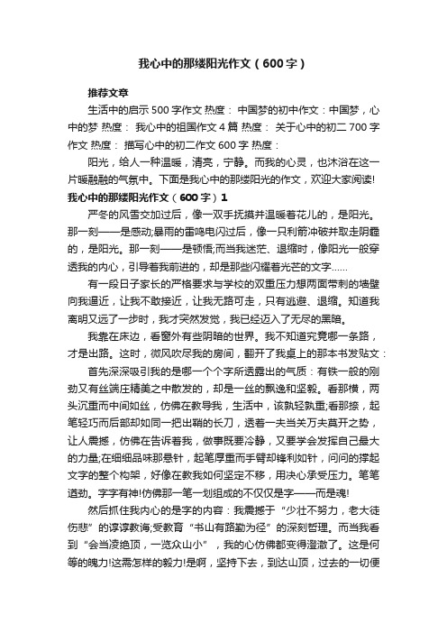 我心中的那缕阳光作文（600字）