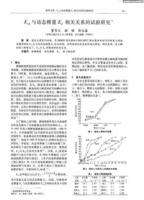 Evd与动态模量Ed相关关系的试验研究