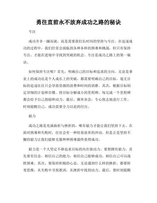 勇往直前永不放弃成功之路的秘诀