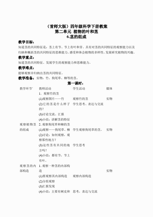 首师大小学科学四上《6.茎的组成》word教案(2)