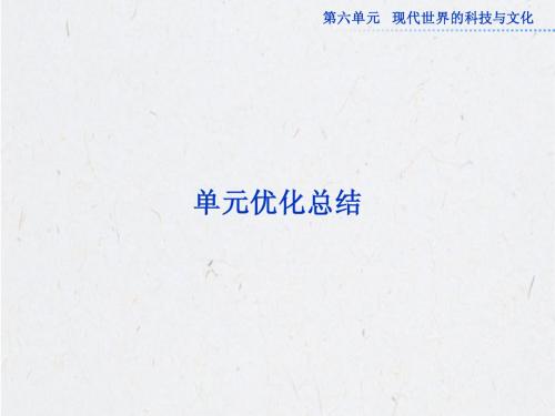 岳麓版历史必修3：第六单元单元优化总结