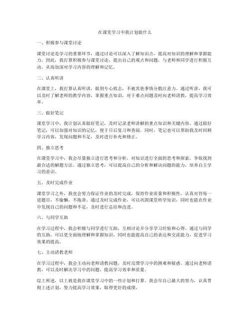 在课堂学习中我计划做什么