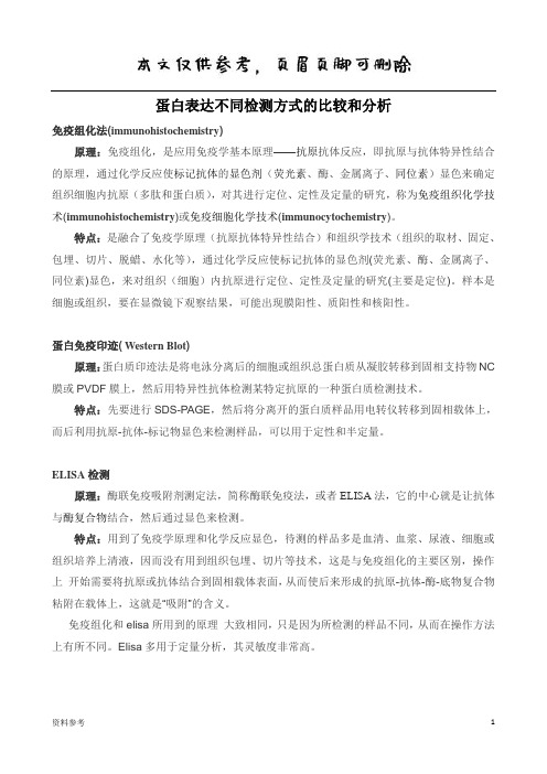 蛋白表达不同检测方式的比较和分析(仅供参照)