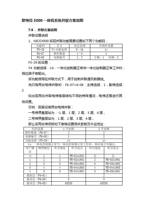 默纳克3000一体机系统并联方案说明