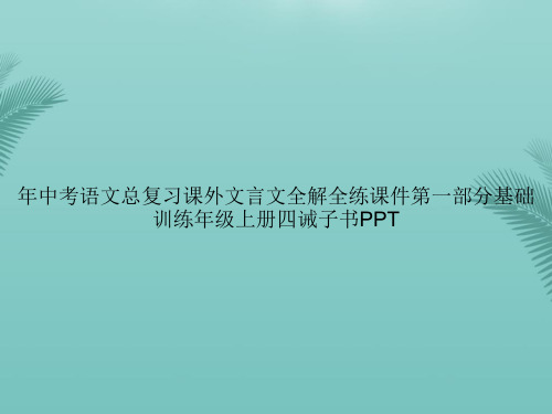 【优秀文档】中考语文总复习课外文言文全解全练第一部分基础训练级上册四诫子书PPT资料