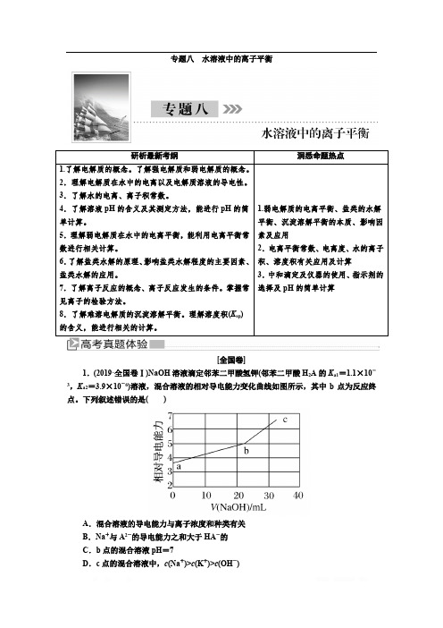 2020版高考化学新课标大二轮专题辅导与增分攻略讲义：1-8专题八 水溶液中的离子平衡 