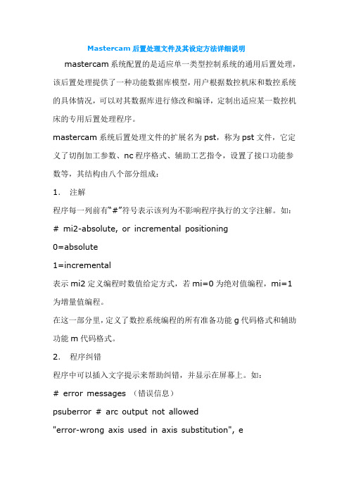 Mastercam后置处理文件及其设定方法详细说明