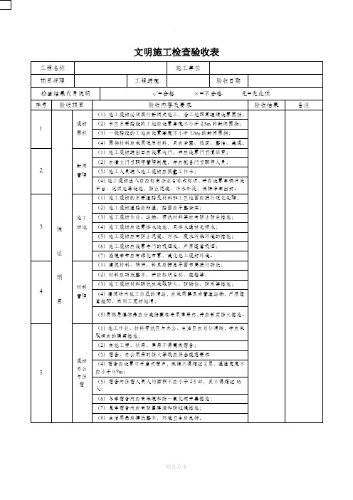 文明施工检查验收表