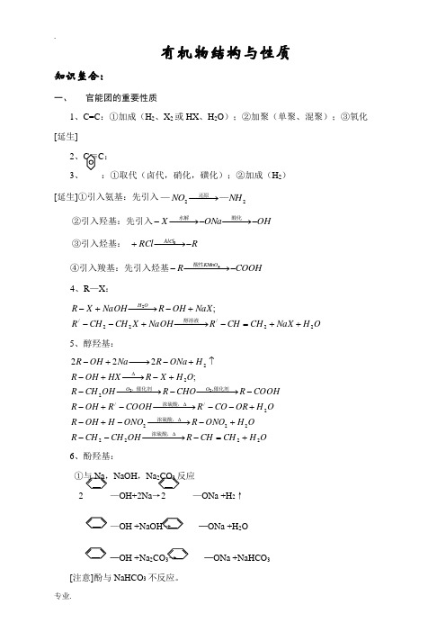 二轮复习 有机结构与性质-旧人教版本高三全册化学试题