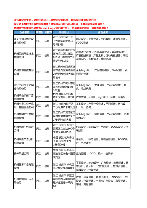 新版浙江省杭州设计LOGO工商企业公司商家名录名单联系方式大全56家