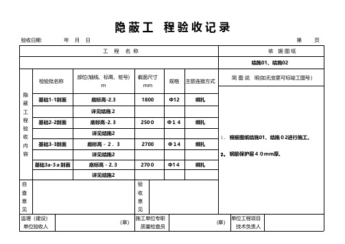 条形基础隐蔽工程验收记录技术交底工程施工组织设计模板安全监理实施