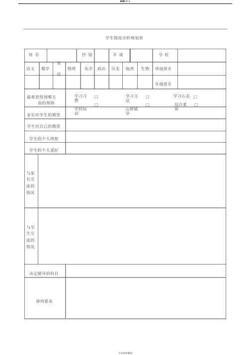 学生学习情况分析表(机构)