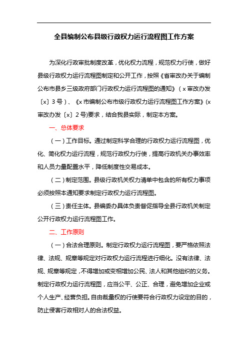 全县编制公布县级行政权力运行流程图工作方案