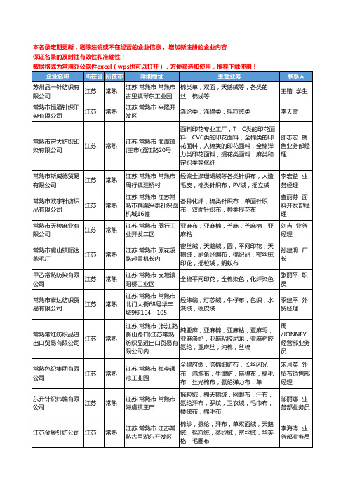 2020新版江苏省常熟纺织原料工商企业公司名录名单黄页联系方式大全103家