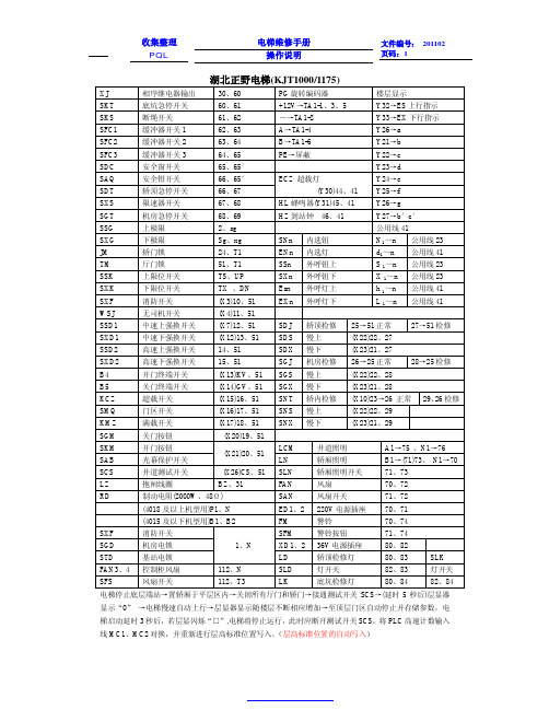 湖北正野电梯(KJT1000-1175)资料