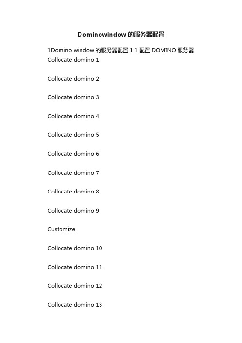 Dominowindow的服务器配置