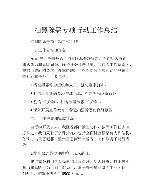 扫黑除恶专项行动工作总结