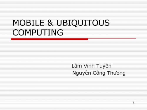 Mobile and Ubiquitous Computing