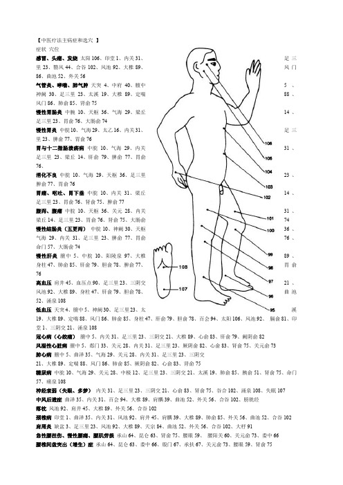 拔罐穴位与对应症