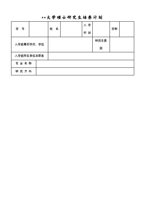 福建师范大学硕士研究生培养计划【模板】