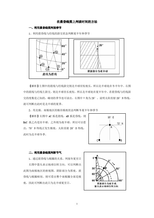 在晨昏线图上判读时间的方法