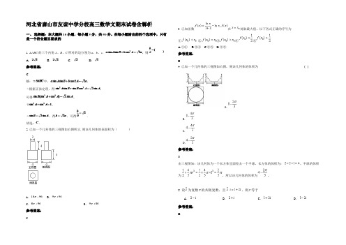 河北省唐山市友谊中学分校高三数学文期末试卷含解析