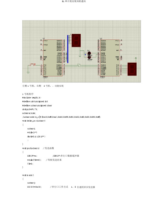 51单片机实现双机通信