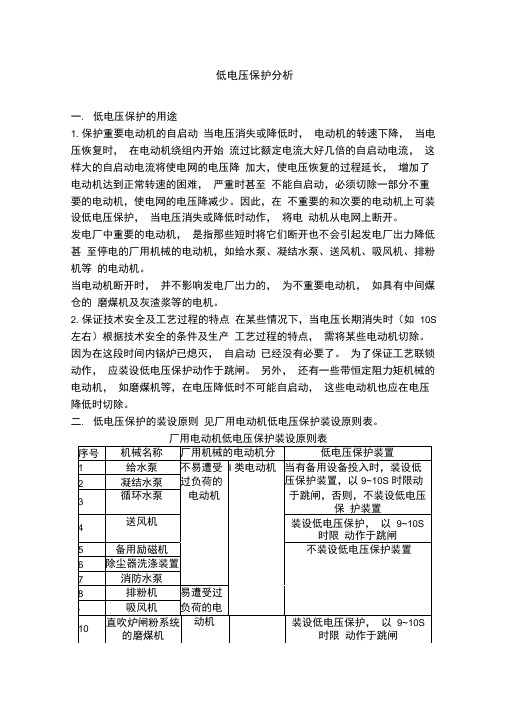 低电压保护配置汇编