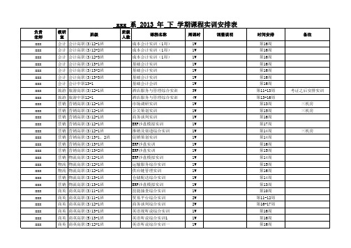 实训安排表(商贸物流系2013年下学期)(1119)a