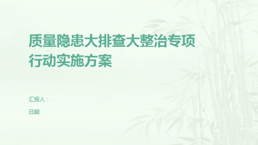 质量隐患大排查大整治专项行动实施方案