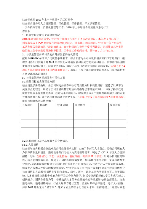 综合部2019年上半年质量体系运行报告-0.0