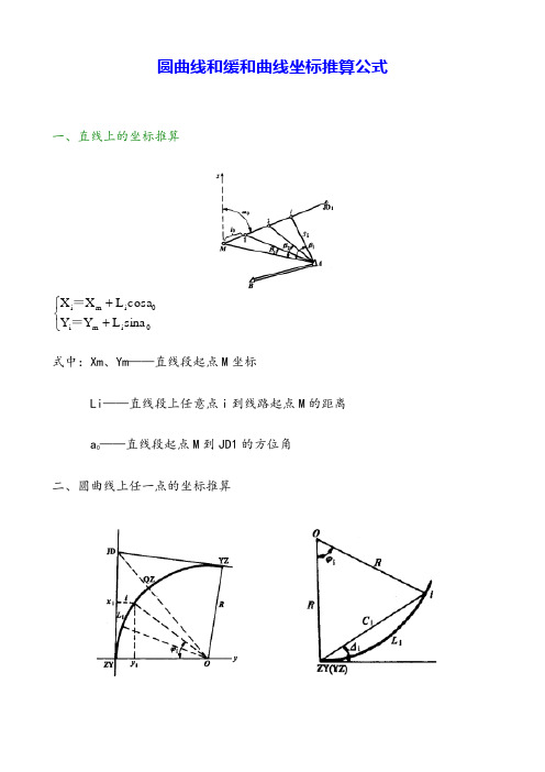 圆曲线和缓和曲线坐标推算公式(附带例题)