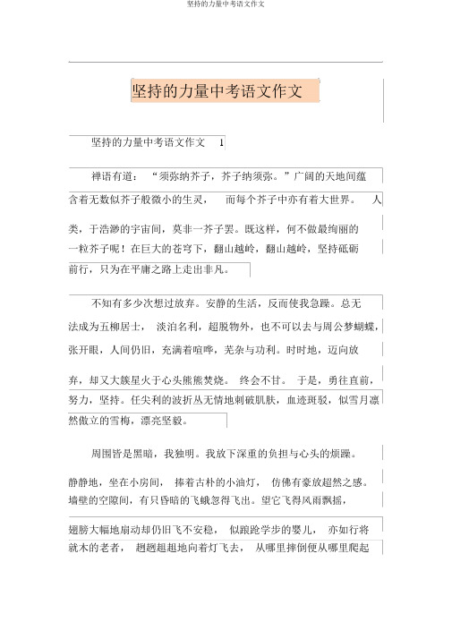 坚持的力量中考语文作文