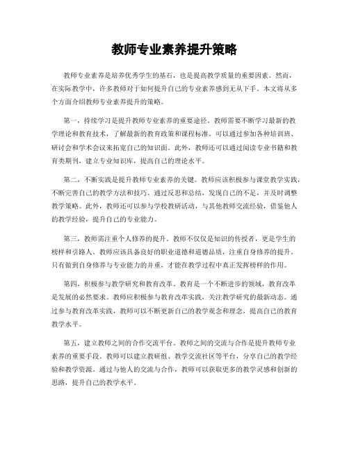 教师专业素养提升策略