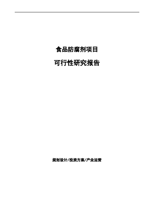 食品防腐剂项目可行性研究报告